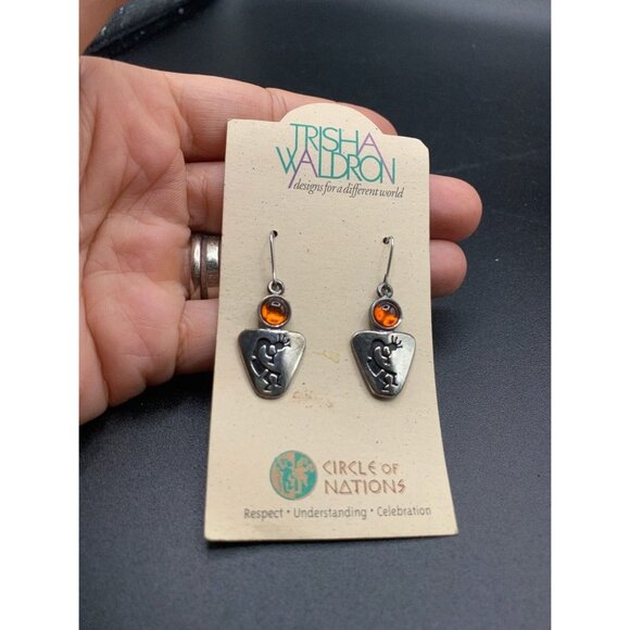 Trisha Waldron Kokopelli Earring Dangles Southwestern Native Fertility Figure - Picture 2 of 6